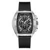 Men's Skeleton Chronograph Multifunction Luminous Waterproof Quartz Watch with Tonneau Silicone Strap Sportrt