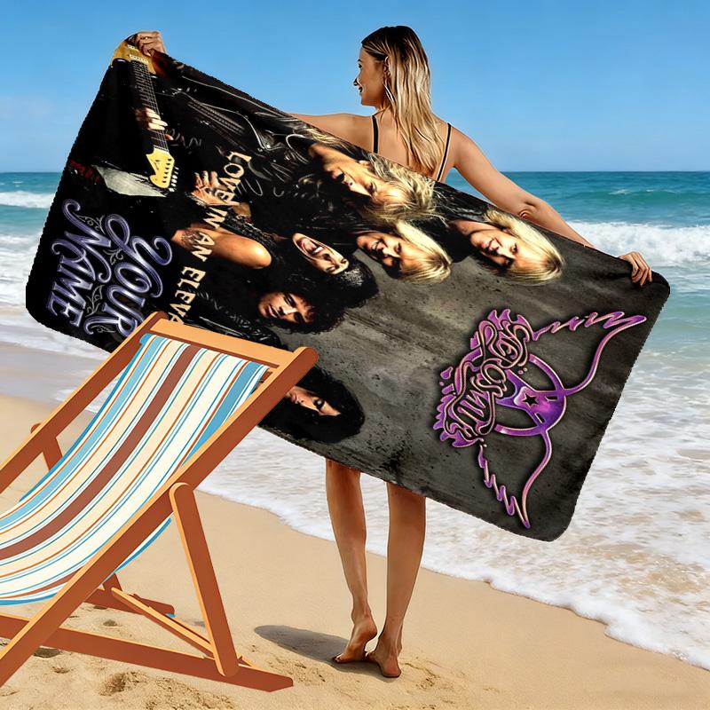 Name Custom Aerosmith Print Beach Towel, Large Soft Quick Dry Towel for Beach Camping Swimming