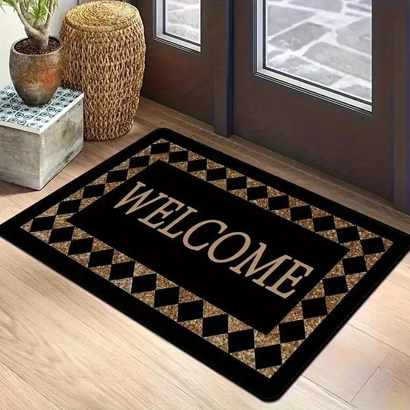 Fashionable Letter Print Mat Floor Decorative Carpet Non-slip Easy To Clean Area Rug Living Room Home Office Washable Doormats