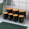 Grain Storage Tank 7 Piece Set Kitchen Storage Container Moisture Proof Sealed Jar Wooden Cover Food Organizer Candy Jar Tea Can