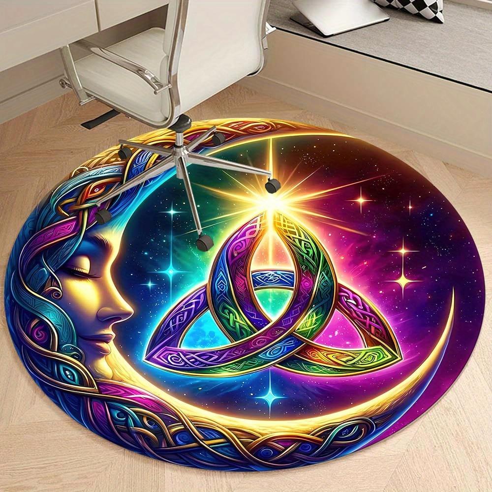 Moon Triangle Pattern Round Rug Suitable For Office Reception Decorative Carpet Office Chair Protection Carpet And Also Suitable For Gifts To