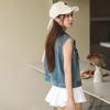 Hong Kong Style Retro Frayed Denim Vest – Trendy, Versatile, Loose, Soft, Skin-Friendly