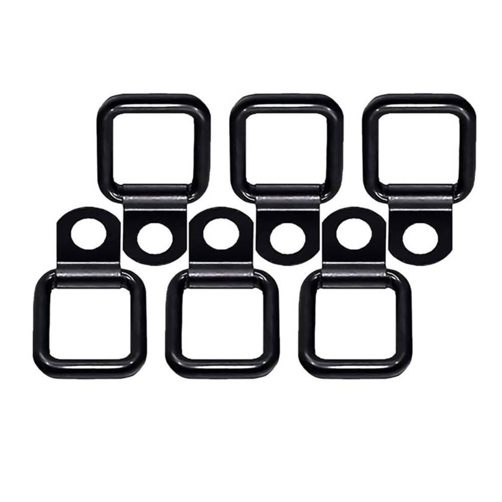 6Pcs Black Heavy Duty D-Ring Tie Down Anchors, Single Hole Metal Loop Hooks For Trailer Storage Cabinet Cargo Securing