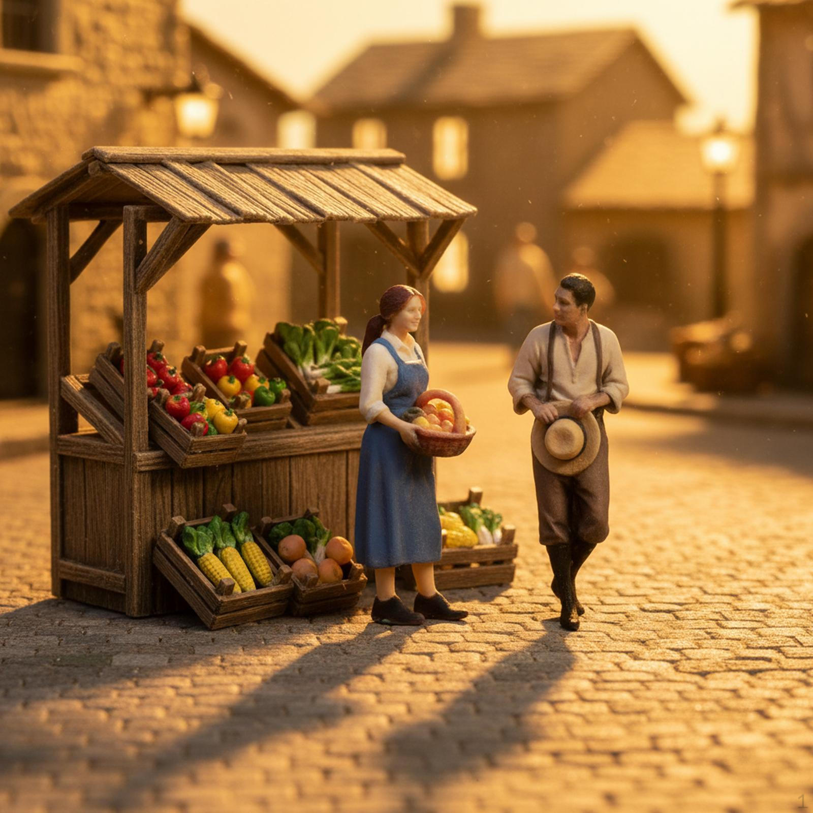 

1:64 Farm Couple Models Realistic Diorama Scenery Tiny People for Sand Table DIY Scene