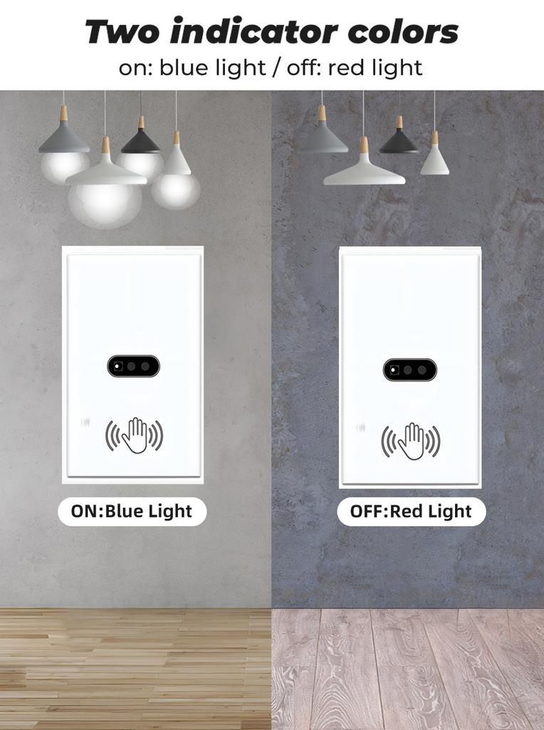 US PC Smart Glass Screen Panel Wall Switches Infrared Sensor Double Pole 90-250V 10A Power Supply 240V Single Pole