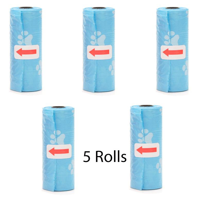 Pet Poop Bags Disposable Dog Waste Bags Bulk Poop Bags with Leash Clip and Bone Bag Dispenser 5 Rolls of 75 Pcs Bags