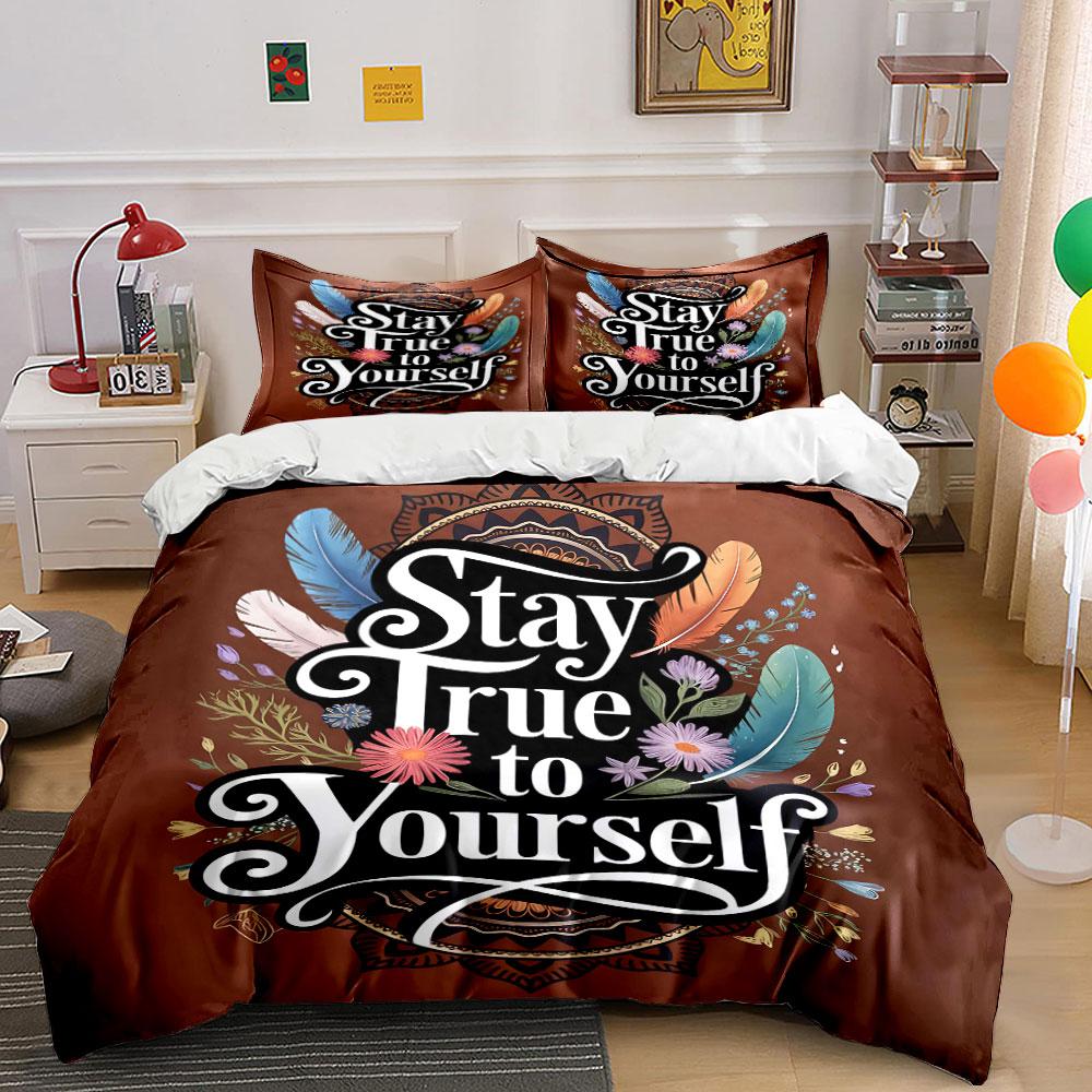 Stay True to Yourself Set  Bedding Duvet Cover Set Duvet Cover Pillowcases (1 * Duvet Cover 2 * Pillowcases, without duvet insert) 135x200cm