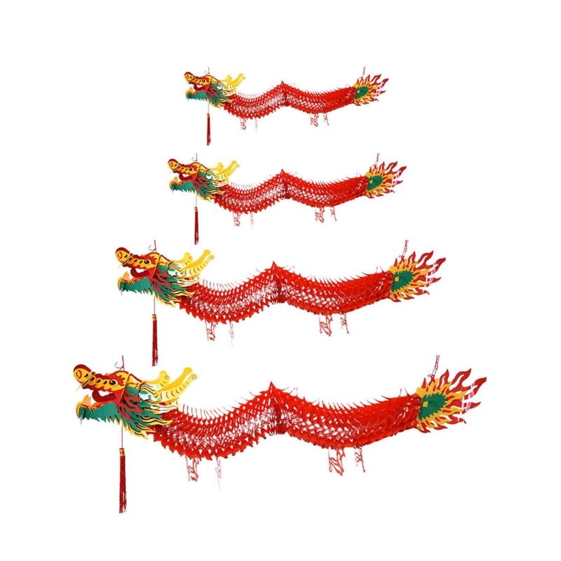 3D Chinese Paper Dragon Garlands Eye Catching Ornaments for New Year Lantern Festival Grand Openning Celebrations