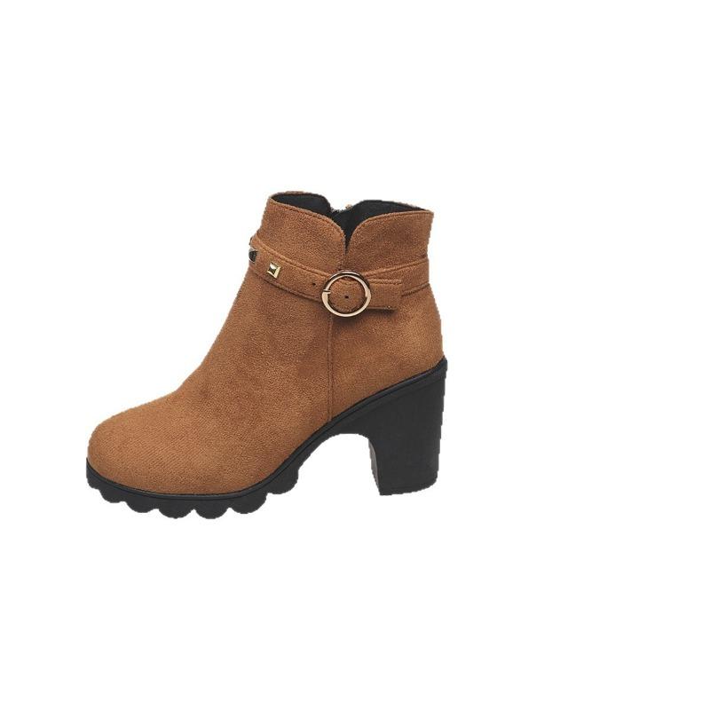 New Plus-size Shoes, Boots, Thick Heels, High Heels, Women's Boots, Short Belt Buckles