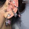Trendy Design Y2K Heart Earrings Sweet Cool Girl Stud Earrings Asymmetric Ear Hoop  for Women Girls