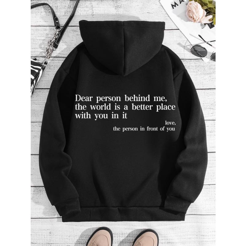 

Женская флисовая толстовка осень/зима с простым буквенным принтом, карманом-кенгуру, затягивающимся шнурком, капюшоном и мешком на спине, воротником 3XL чёрный