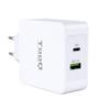 TooQ Tooq Tqwc-2sc03wt/ 1xusb Type-c/ 1xusb/ 48w Wall Charger
