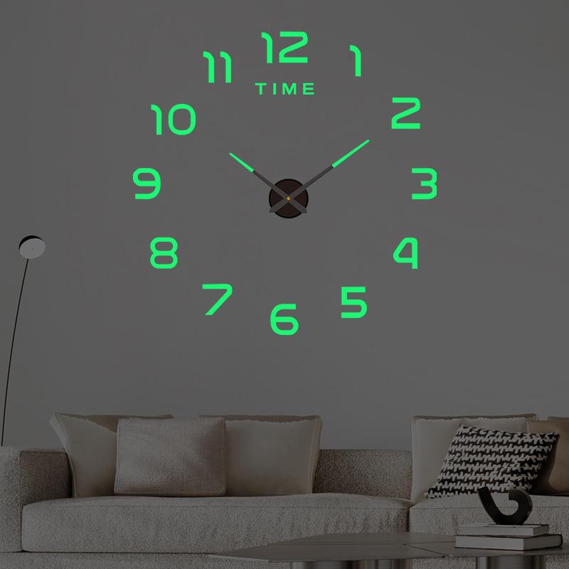 Creative Acrylic DIY Wall Clock Without Punching Restaurant Clock Mirror Silent Three-dimensional Decorative Wall Sticker Clock