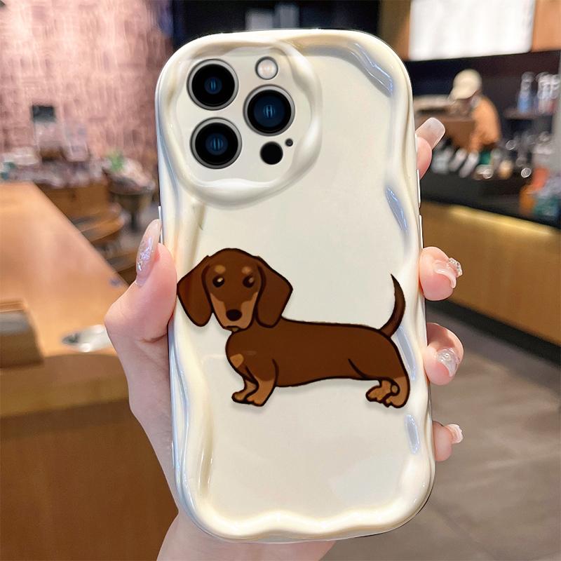 Trendy Simple Dachshund Puppy Case for iPhone 17 16 E 15 14 13 12 Mini 11 Pro Max 8 7 Plus Soft Silicone Washable Covers Funda