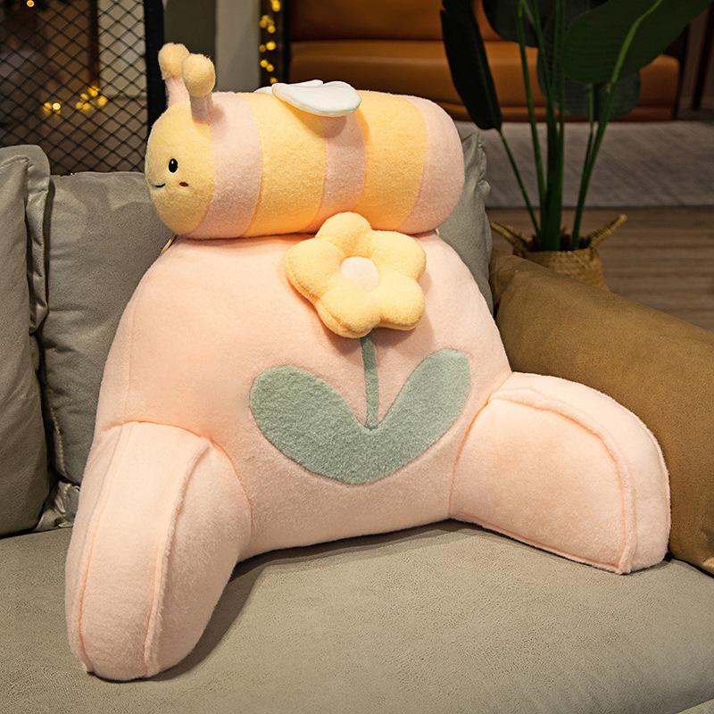 Новая подушка-пчела Декоративные подушки Подушки для сидения для дивана Мягкий плюш Декор комнаты Офис Мультяшная подушка-спинка 60x45cm