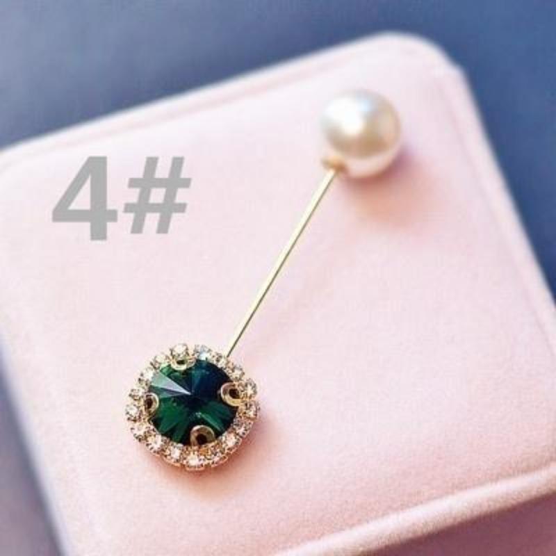 Classic Flowers Brooches New Long Crystal Needle Circular Pins Female Personality Elegant Brooch Car