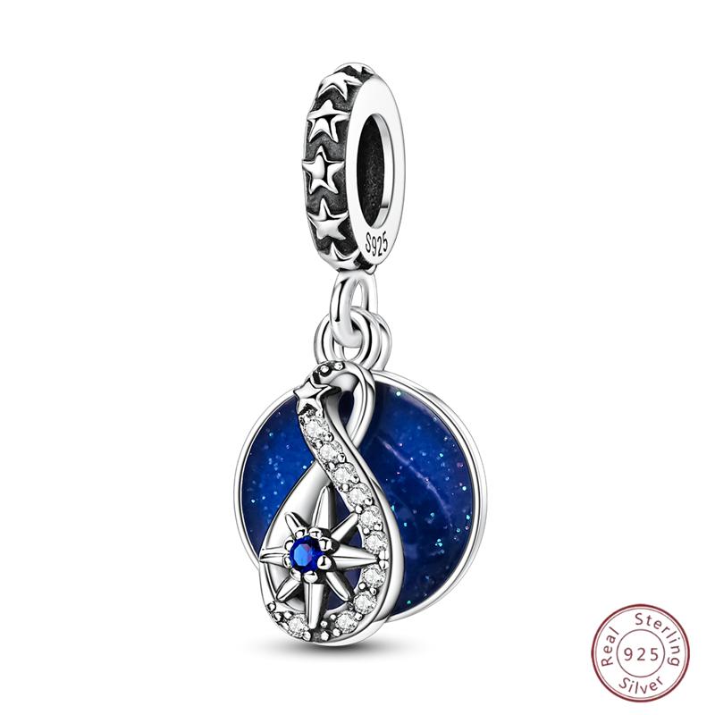 New Original Copper Beaded Bow Charm Blue Beads For Women Exquisite Diy Birthday Jewelry Gifts