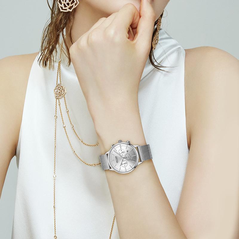 Megir Luksus Kvarts Klokker Merke Mote Sport Dameelskere Klokke Relogio Feminino for kvinnelige armbåndsur 2011