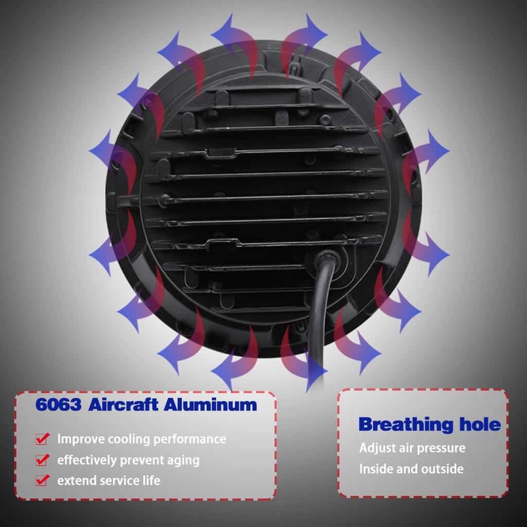 12V/24V Motorcycle LED Headlight Round Retro Turn Signal Lamp 7 Inches Headlight Replacement for