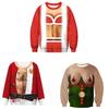 Men's Festive Santa Elf Pullover Christmas Jumper Warm Polyester Comfy Breathable