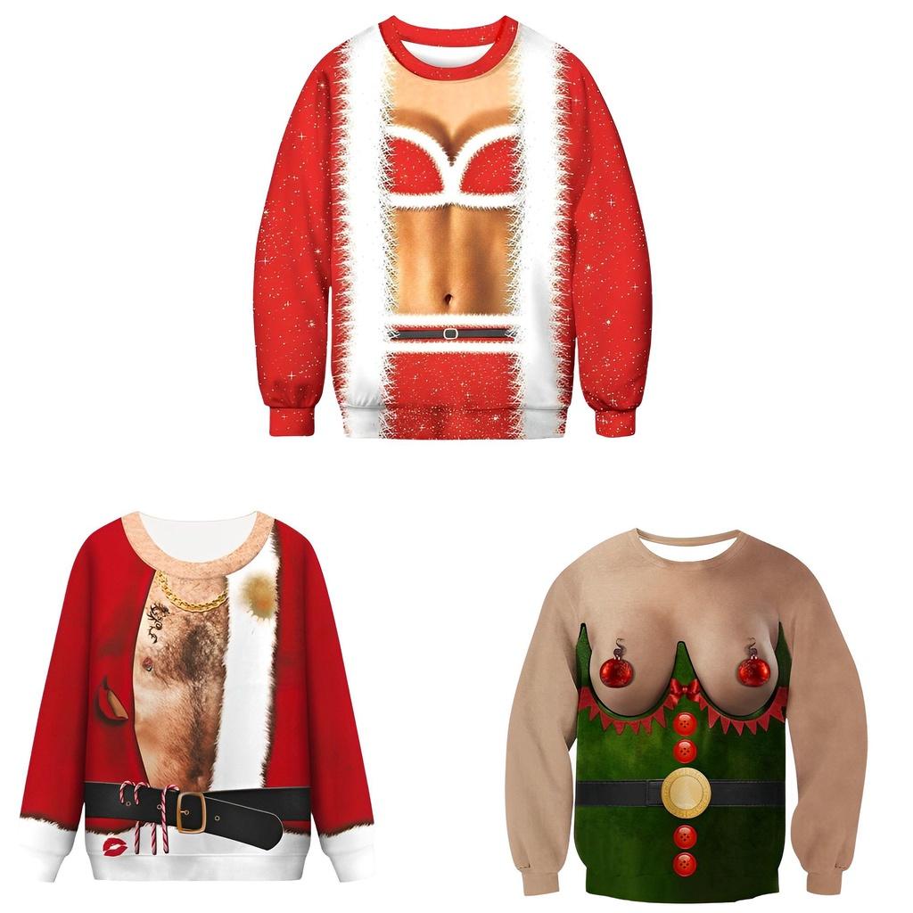Men's Festive Santa Elf Pullover Christmas Jumper Warm Polyester Comfy Breathable