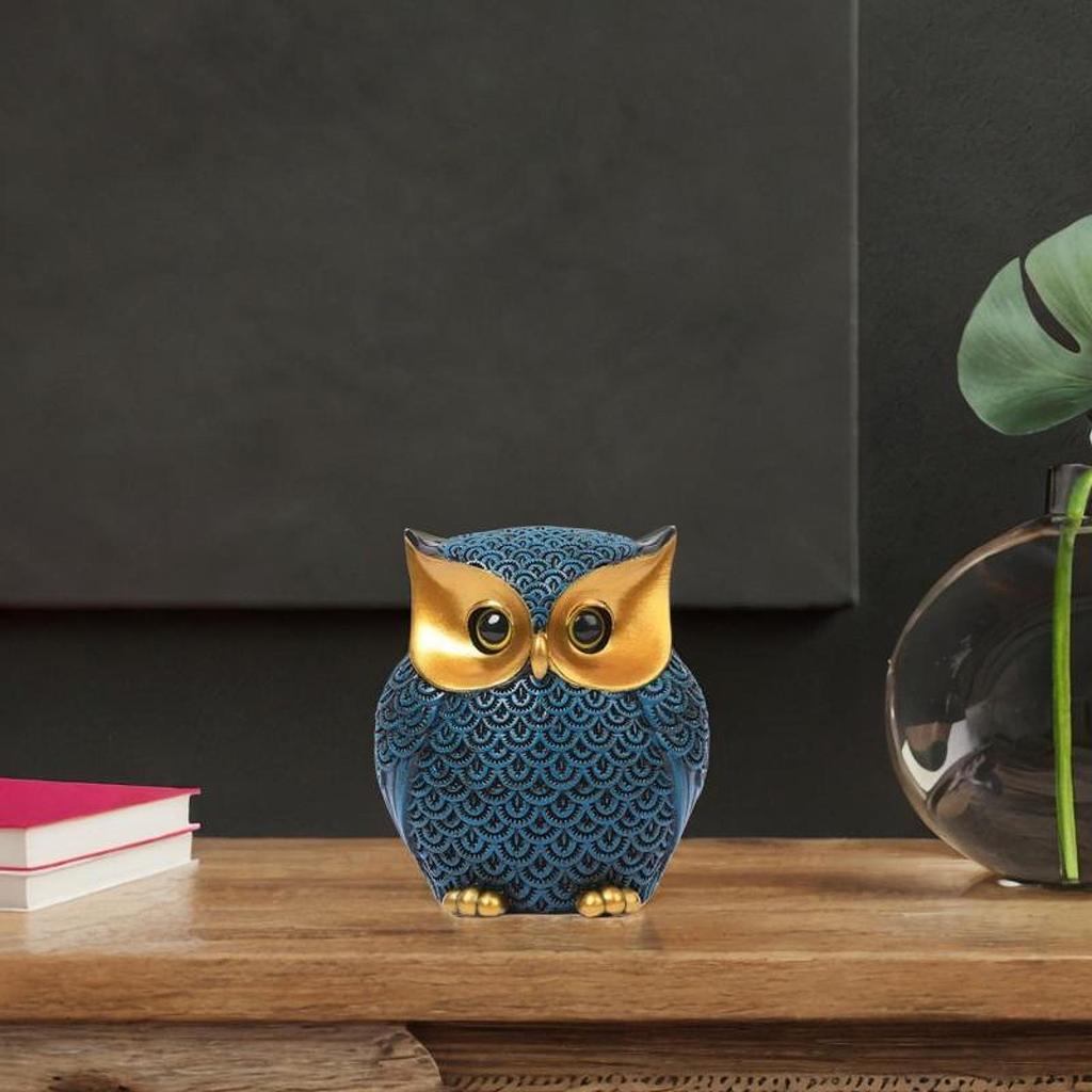 Owl Statue Decor Modern Cute Shelf Decor Ornament Accents Animal Figurine for Bookshelf Living Room Table Desk Bedroom Office