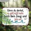 2D Flat, 1pc "Pack Your Stuff & Go To The Sea" Aluminium Sign 8x12 Inch - German Coastal Quote, Beach Themed Design, Inspirational Metal Wall Decor