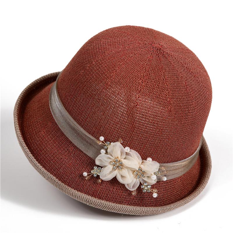 

Top Hat Female Elegant Basin Hat Mom Fisherman Hat Spring Summer Sunscreen Shade Sun Hat Hat M（56-58cm） помаранчевий