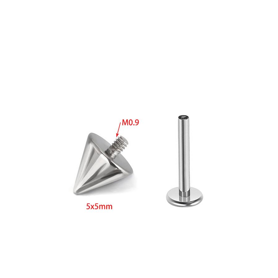 F-136 Titanium Internal Thread Lip and Ear Studs - Cone Shape Devil Piercing Jewelry