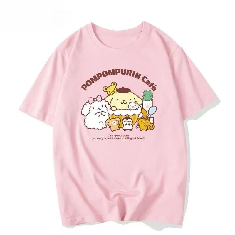 

2026 Summer New Design Sanrio Cartoon Print Pure Cotton LooseFitting Breathable Womens ShortSleeved Tshirt S