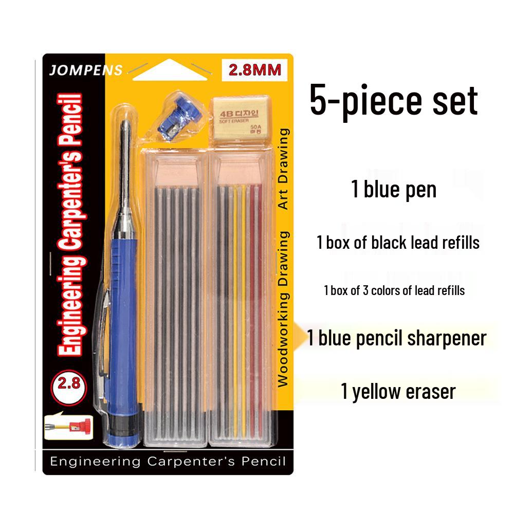 Professional Long-Head Metal Woodworking Pencil with 2.8mm Graphite Lead