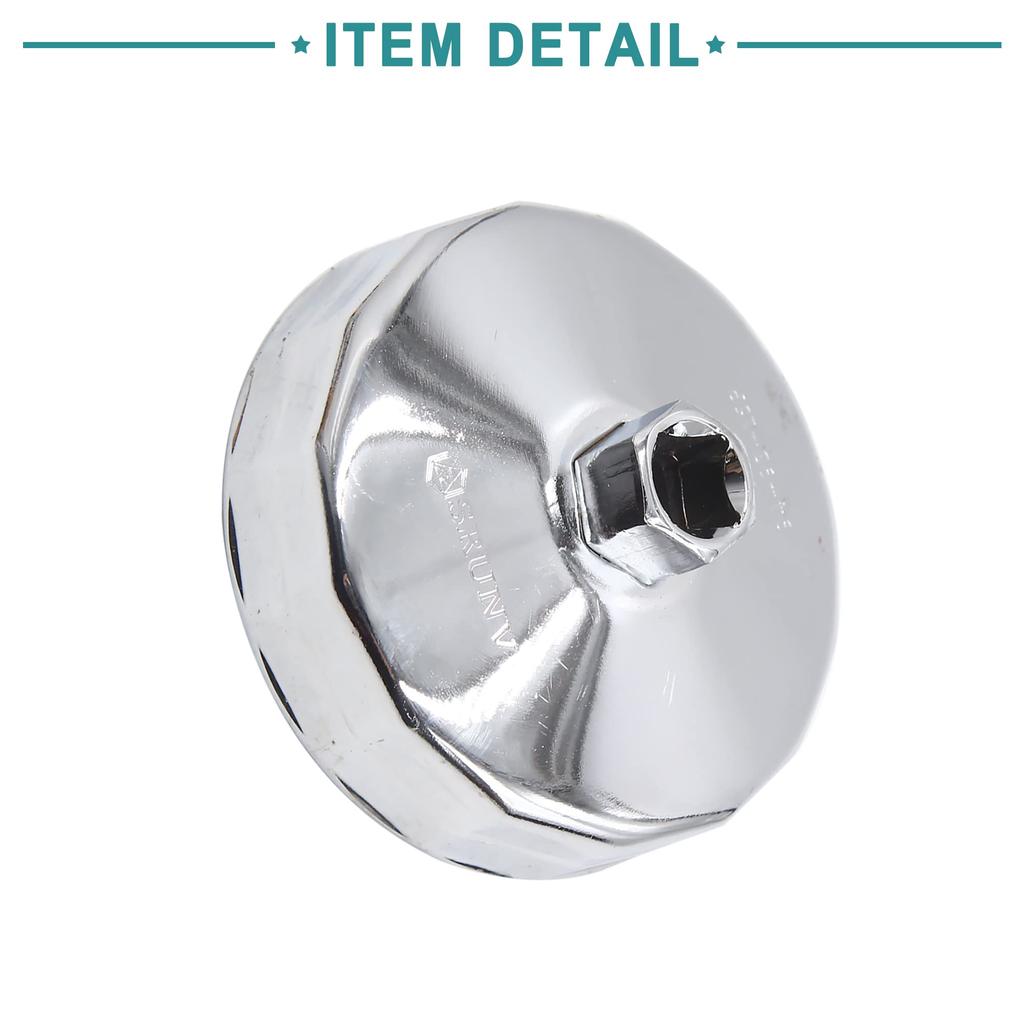 ACROPIX Car Filter Wrench Cap Socket Housing Tool Remover 15 Flutes 93-94mm Silver Tone 1pc