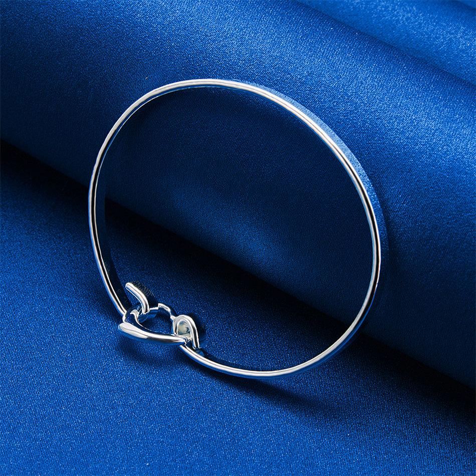 Elegant 925 Sterling Silver Exquisite Heart-shaped Bracelet, Women's Fashion Party Jewelry, Wedding Accessories