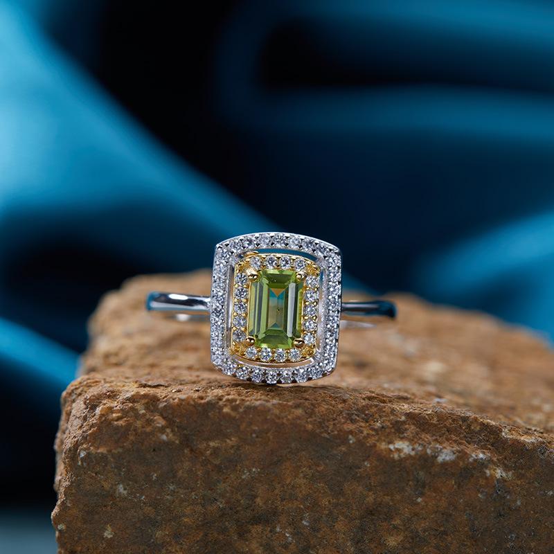 S925 Sterling Silver Plated 18K Gold Natural Gemstone Color Treasure Pendant Necklace Light Luxury Premium Clavicle Chain Jewelry