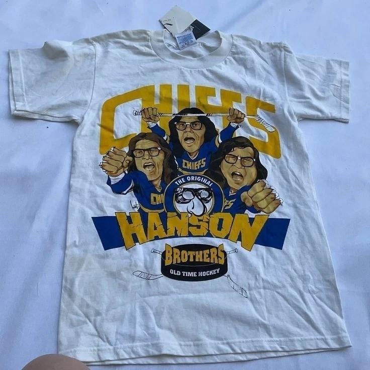 

Vintage Hanson Brothers Hockey short sleeve white color shirt Reprint S-5XL Unisex T-Shirt M