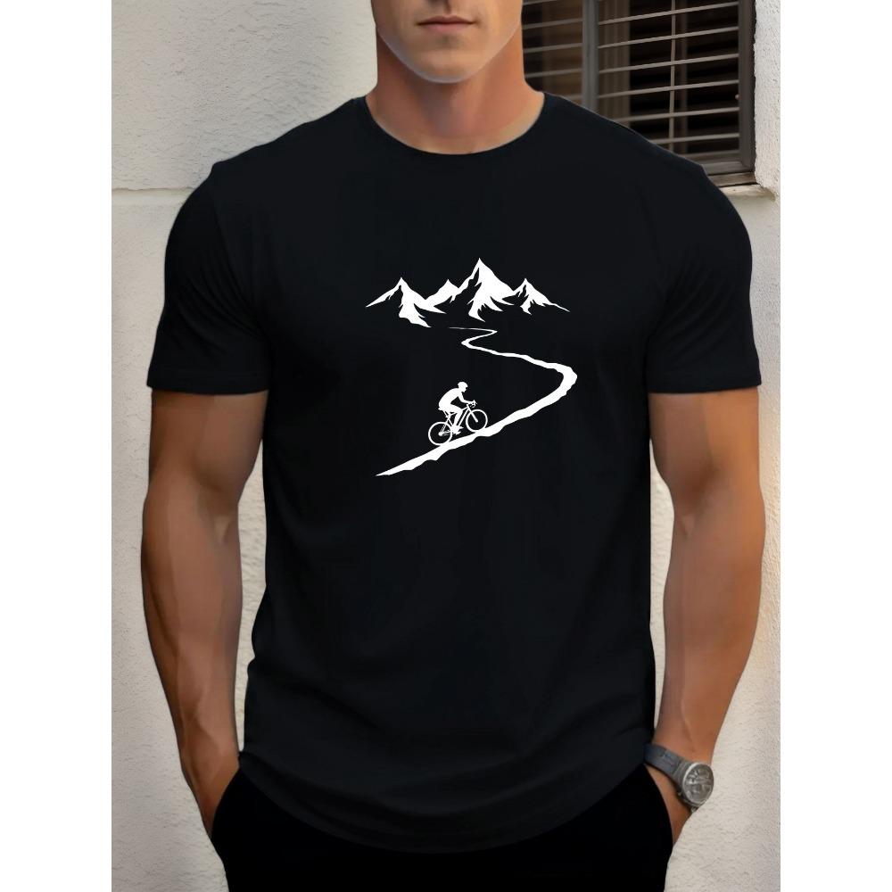 Summer Men's Casual Loose Fashion Cycling Pattern Printing Sports Short-sleeved Round Neck T-shirt Top