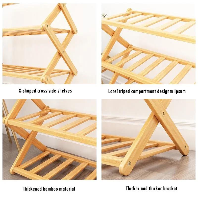 Multilayer Bamboo Folding Shoe Rack Entrance Hallway Storage Shelf Home Furniture Shoes Cabinet Space Saving Organizer