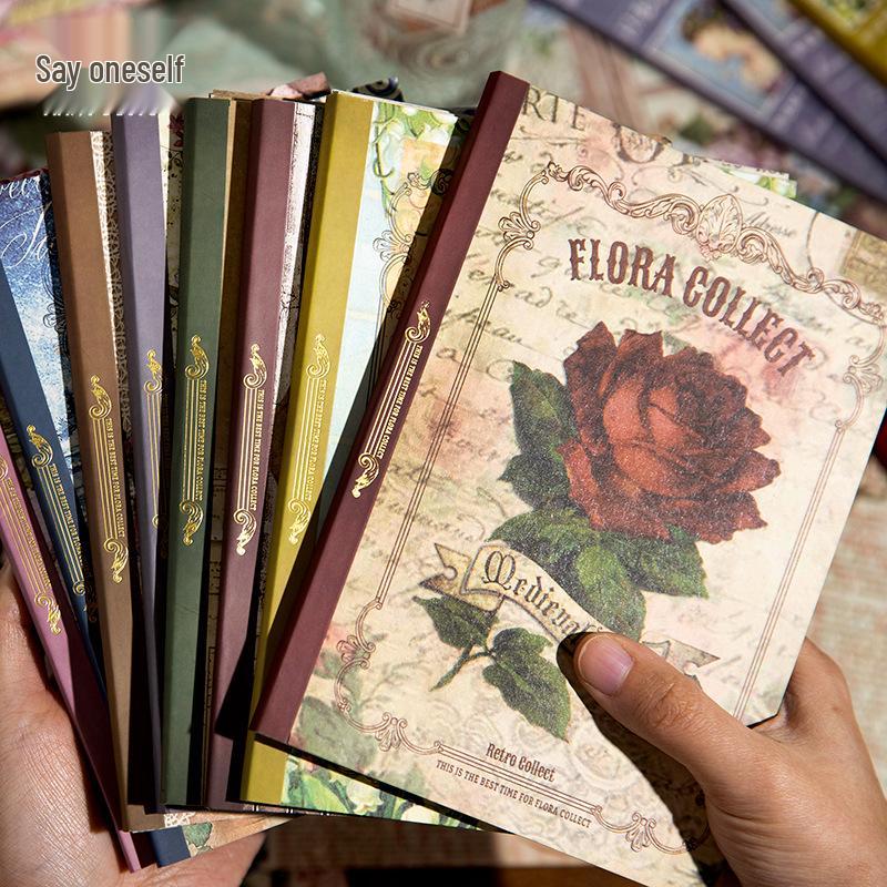 Yanji Retro Floral Journal Stickers - 40 Sheets, 8 Designs