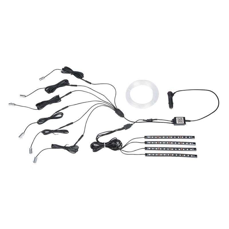 12V LED Car Opitcal Fiber Ambient Rainbow Lighting Kit Auto 6/8 Meters Optical Fiber String Atmosphere Lamp Trim