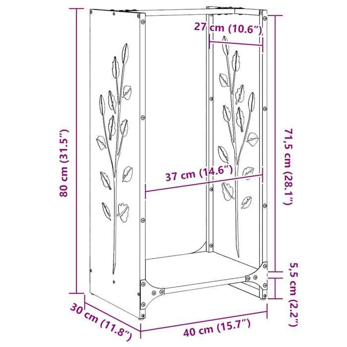 VidaXL Firewood Rack Olive Green 40x30x80 Cm, Fireplace Log Holder, Log Holder, Log Rack 864222