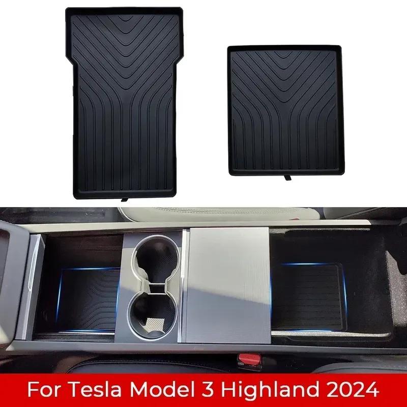 Center Console Organizer Tray Storage Box Stowing Tidying Lower Bottom Mat Tray Cup Pads For New Tesla Model 3 Highland 2024
