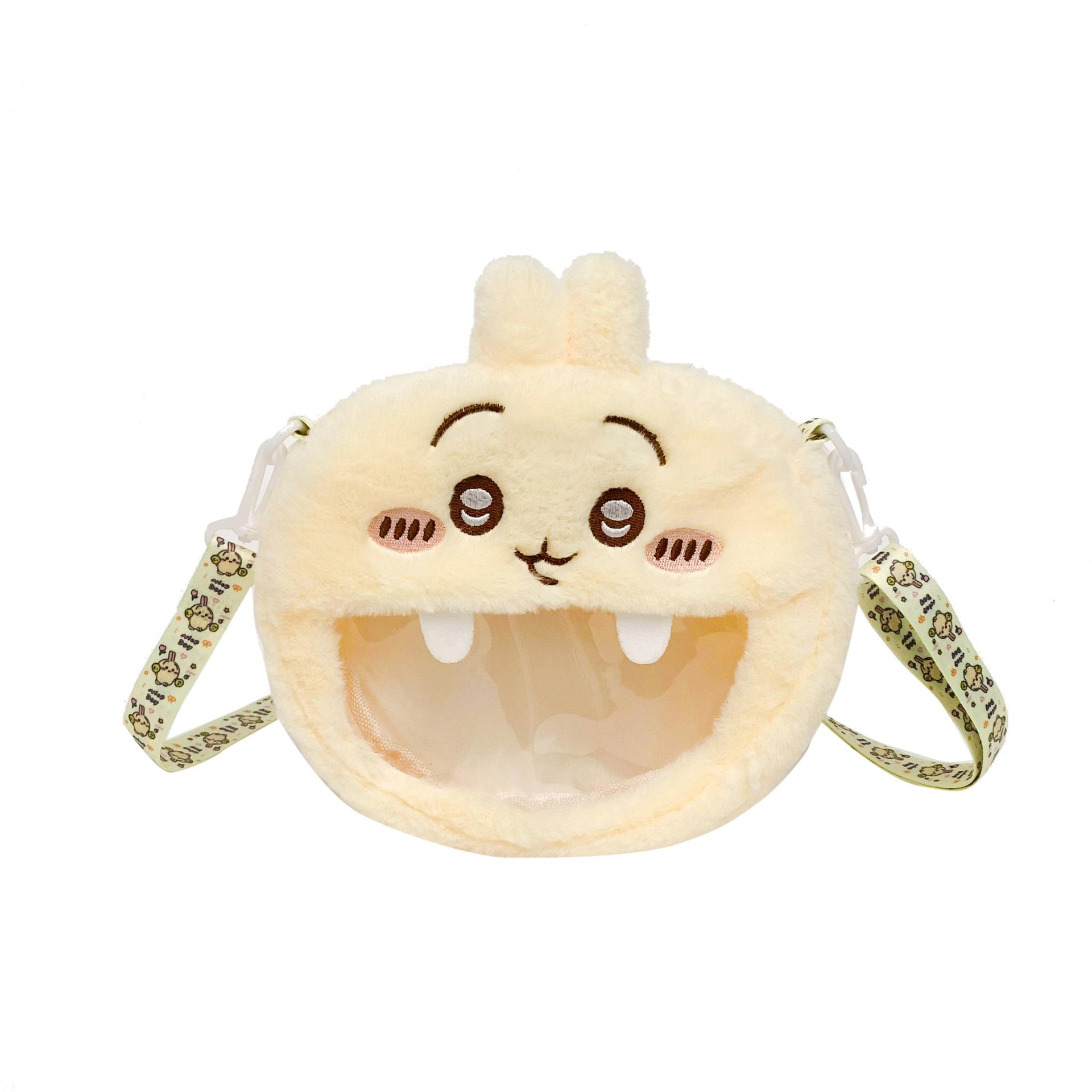 Cute Cartoon Plush Crossbody Bag Transparent Shoulder Purse Kawaii Cosmetic Pouch Gift For Girls