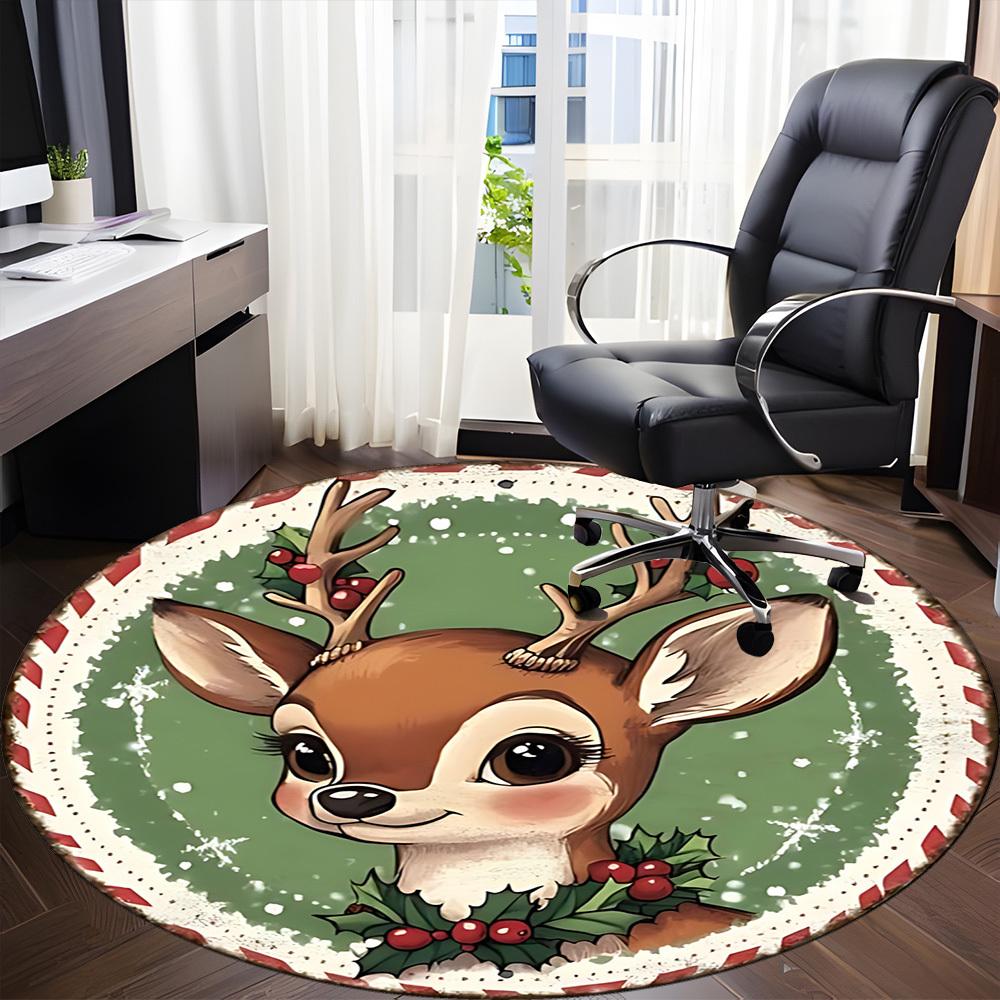 

1pc Christmas Deer Chair Carpet for Office, Non-slip, Soft and Durable Office Rug, Perfect for Office yy251227128 80cm by 80cm