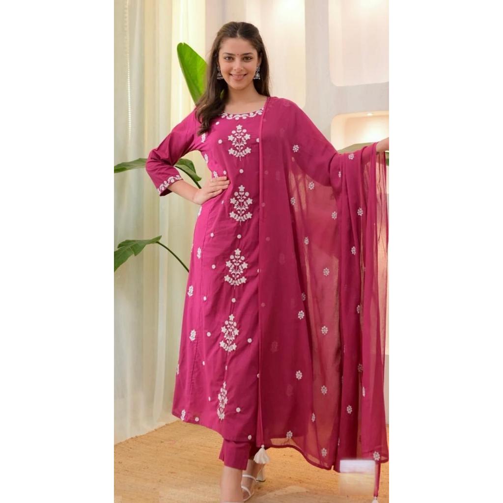 Designer Party Wear Ethnic Kurti Pant Dupatta Set Indian Women's Salwar Kameez