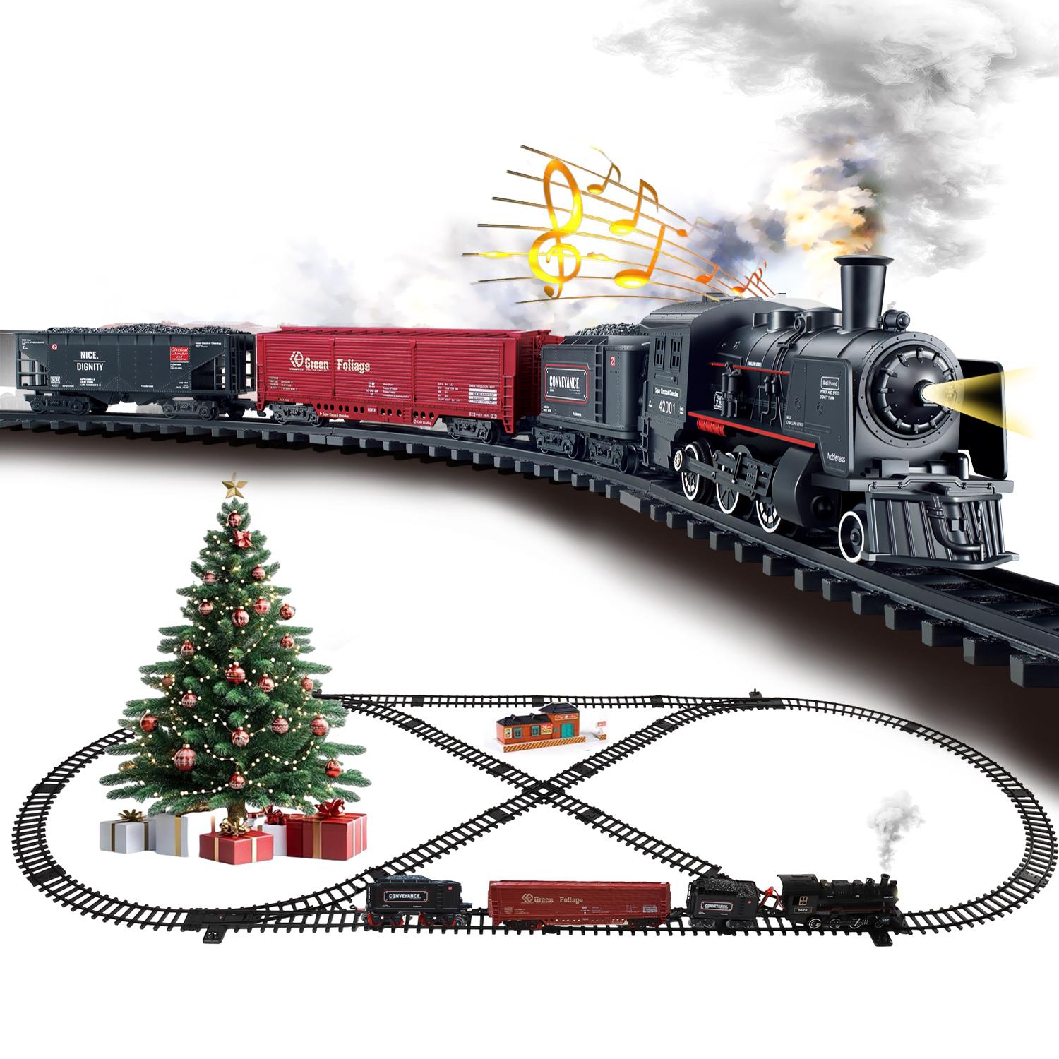 

Toys Classical Battery Operate Electric Railway Train Simulation Steam Locomotive Playset Adding Water to Smoke Train Lights Sounds