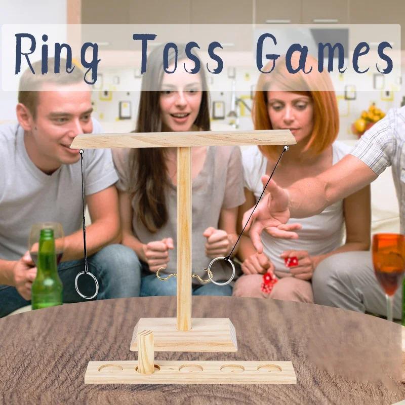 Handmade Wooden Hook & Ring Toss Game For Adults, Classic Pub & Backyard Party Game, Indoor Outdoor Fun With Easy Storage