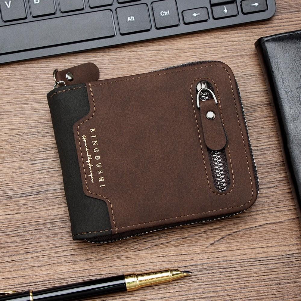 Large Capacity PU Leather Coin Purse Thin Card Holder Portable Men's Short Wallet  Travel