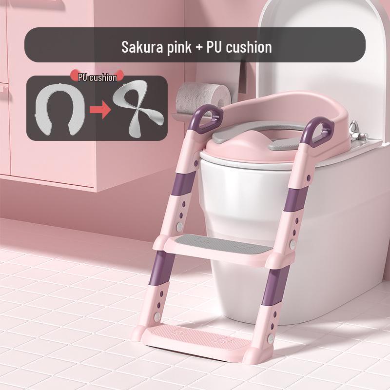 Foldable Children's Potty Training Ladder with Handrails - Step Stool for Boys and Girls