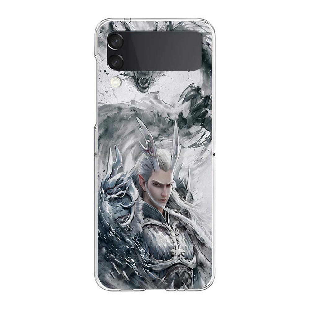 Phone Cover For Samsung Galaxy Z Flip 6 5 4 Case Transparent For Samsung Z Flip 3 Hard PC Foldable Shell Cartoon Nezha Capas Bag