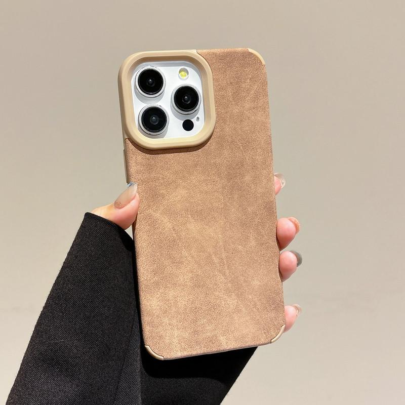 Simple Pure Color Leather Case + Lanyard Protective Shell Soft Silicone Case for iPhone